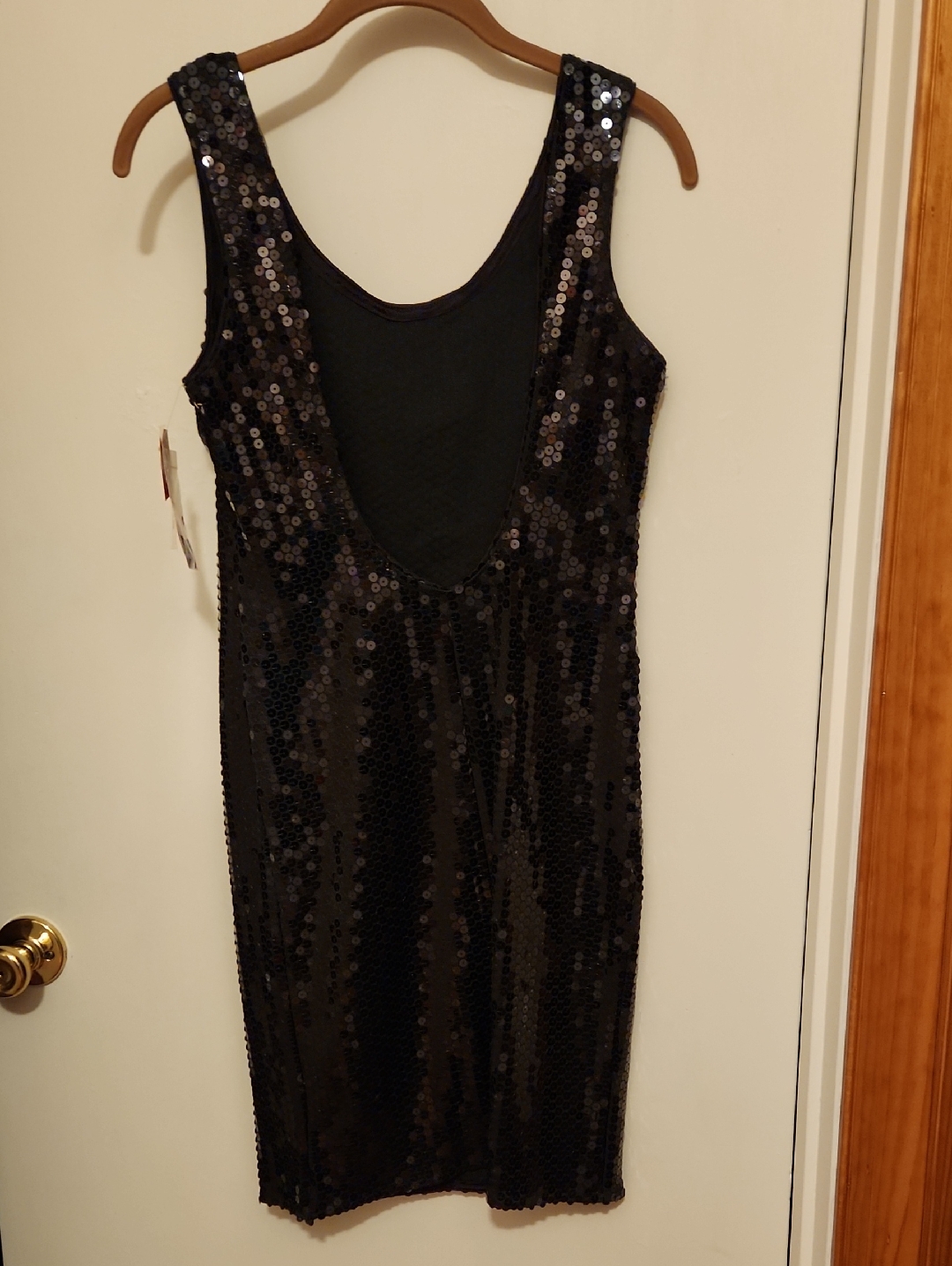 Nwt Moda Int'l Black Sequin Sleeveless Sheath Dress Scoop Back Size 7/8 — image 5 of 8